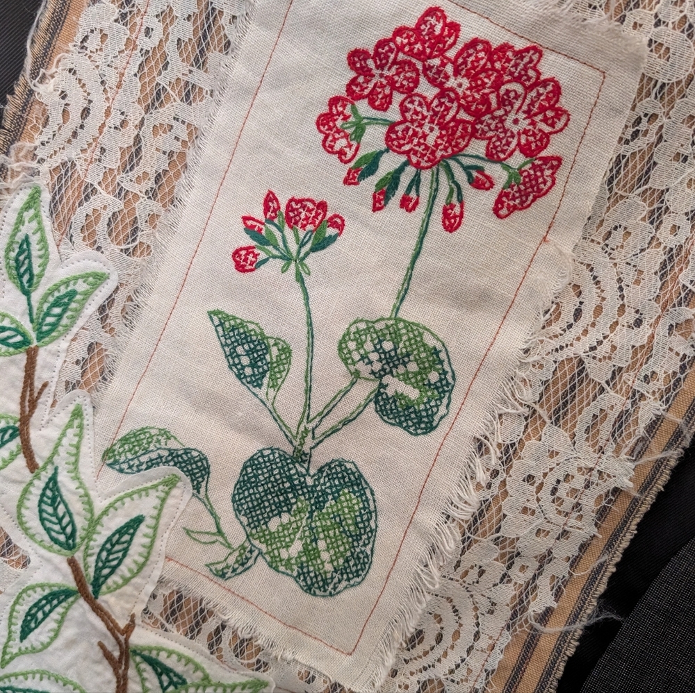Upcycled Vest w floral embroidery piece, vintage lace, Boho Hippie HANDMADE ITEM